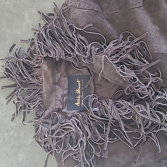 SUEDE LONG BROWN COAT WITH FRINGE TASSELS - Picture 2 of 8